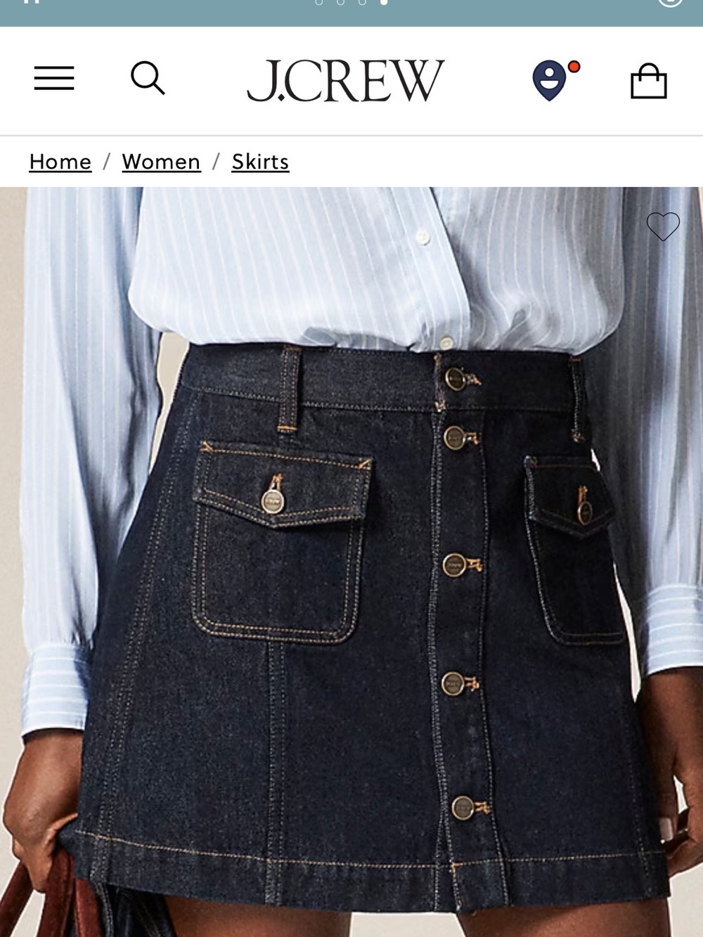J. Crew Dark Indigo Button-Front Denim Mini Skirt - Picture 2 of 4